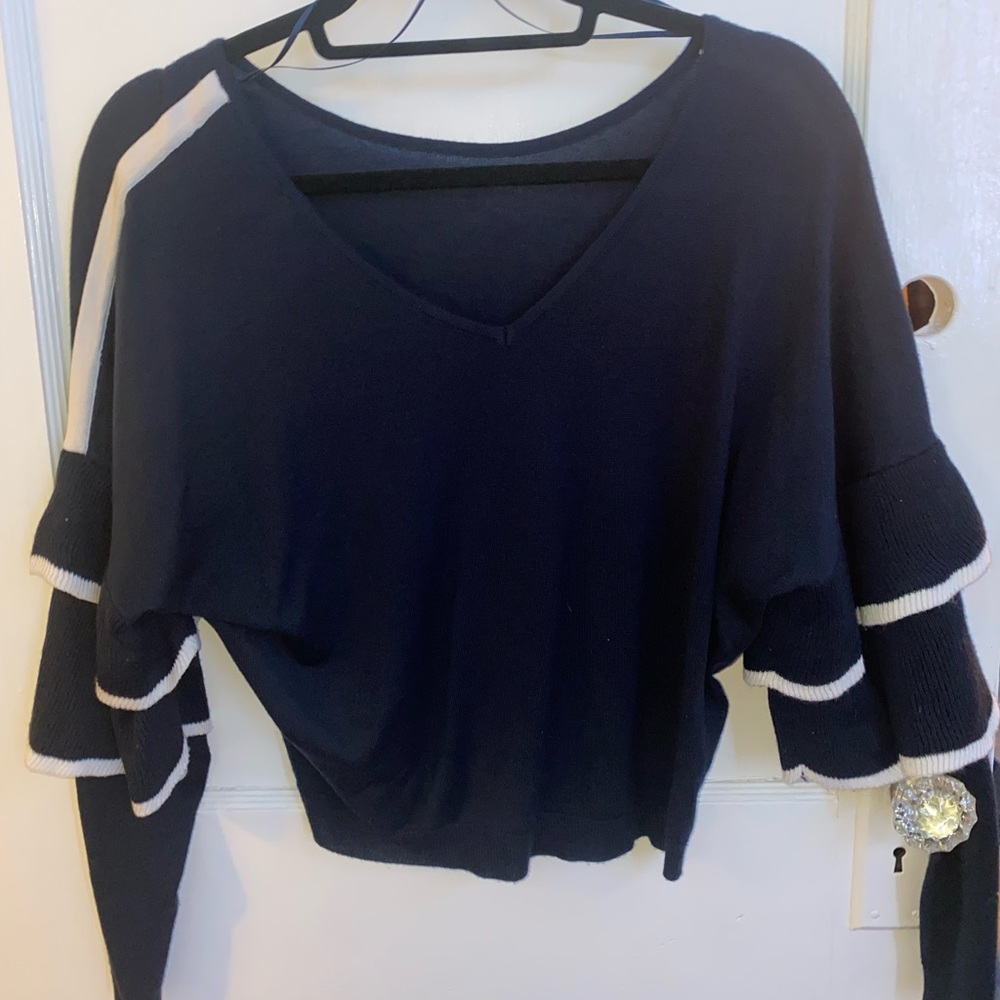 Blue v-neck blouse